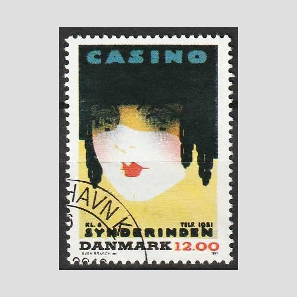 FRIMRKER DANMARK | 1991 - AFA 1002 - Dansk Plakatkunst - 12,00 Kr. flerfarvet - Pnt Stemplet 