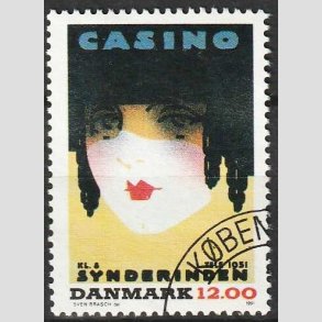 FRIM�RKER DANMARK | 1991 - AFA 1002 - Dansk Plakatkunst - 12,00 Kr. flerfarvet - P�nt Stemplet 