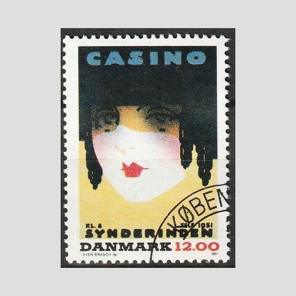 FRIMRKER DANMARK | 1991 - AFA 1002 - Dansk Plakatkunst - 12,00 Kr. flerfarvet - Pnt Stemplet 