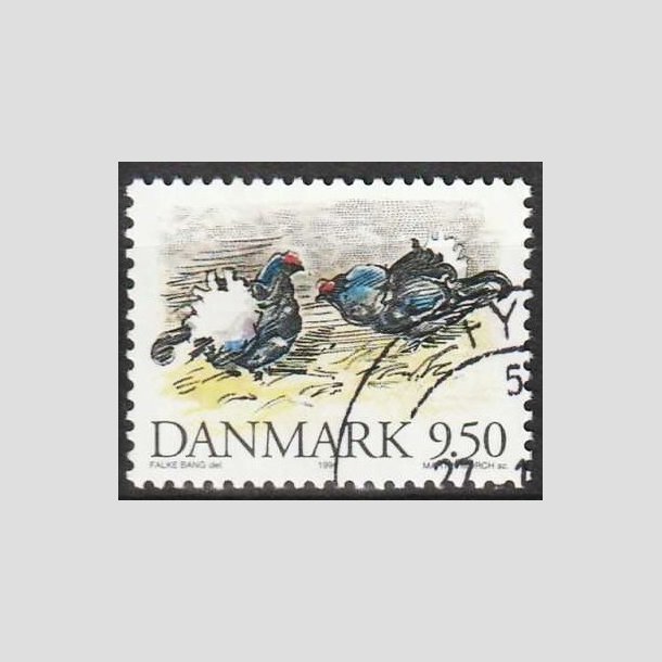 FRIMRKER DANMARK | 1994 - AFA 1079 - Truede danske dyr - 9,50 Kr. Urfugl - Pnt Stemplet
