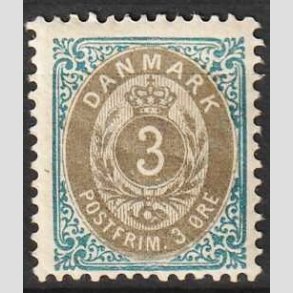 FRIM�RKER DANMARK | 1902 - AFA 22C - 3 �re bl�/gr� - Ubrugt