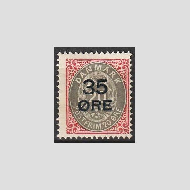 FRIMRKER DANMARK | 1912 - AFA 61 - 35/20 res Provisorier karmin/gr - Ubrugt