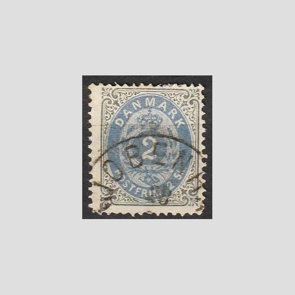 FRIMRKER DANMARK | 1871-74 - AFA 16 - 2 Skilling gr/bl - Stemplet