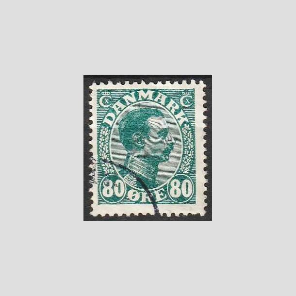 FRIMRKER DANMARK | 1915 - AFA 84 - Chr. X 80 re blgrn - Stemplet
