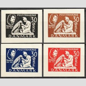 FRIMRKER DANMARK | 1938 - AFA 249,250,251 - Thorvaldsen utakket prvetryk - Postfrisk med lim