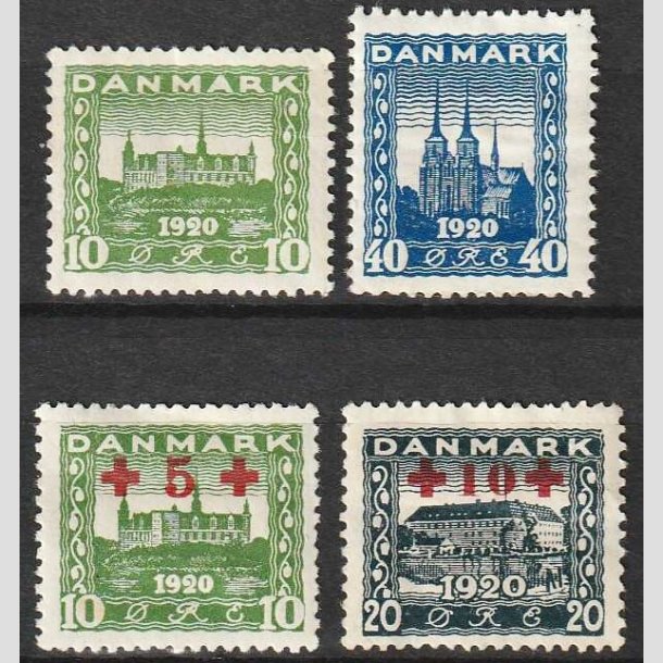 FRIMRKER DANMARK | 1921 - AFA 115/116 + 120/121 - Genforening + Rde Kors - Ubrugt