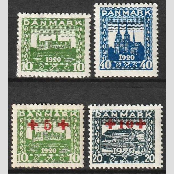FRIMRKER DANMARK | 1921 - AFA 115/116 + 120/121 - Genforening + Rde Kors - Ubrugt