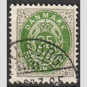 FRIM�RKER DANMARK | 1902 - AFA 29C - 25 �re gr�/gr�n - P�nt Stemplet