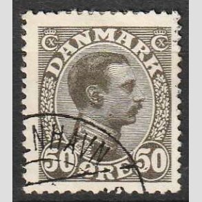 FRIMRKER DANMARK | 1921-22 - AFA 129 - Chr. X 50 re olivengr - Stemplet
