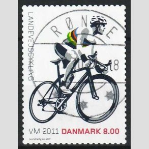 FRIM�RKER DANMARK | 2011 - AFA 1674 - WM i landevejscykling - 8,00 Kr. flerfarvet - Pragt Stemplet