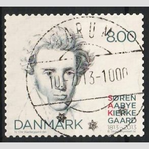 FRIM�RKER DANMARK | 2013 - AFA 1740 - S�ren Kierkegaard 200 �r. - 8,00 Kr. - Pragt Stemplet 