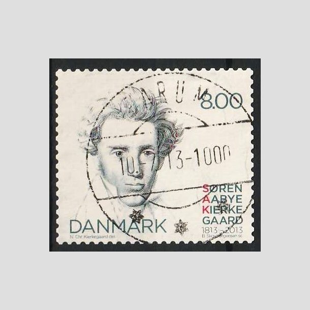 FRIMRKER DANMARK | 2013 - AFA 1740 - Sren Kierkegaard 200 r. - 8,00 Kr. - Pragt Stemplet 