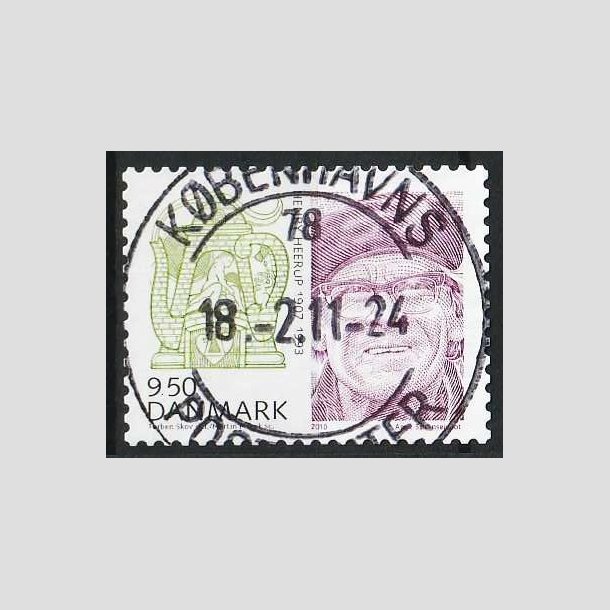 FRIMRKER DANMARK | 2010 - AFA 1634E - Store danskere 3. - 9,50 Kr. Henry Heerup - Lux Stemplet