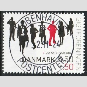 FRIMRKER DANMARK | 2011 - AFA 1641Ea - Gigtforeningen - 5,50 Kr. + 0,50 Kr. - Pragt Stemplet