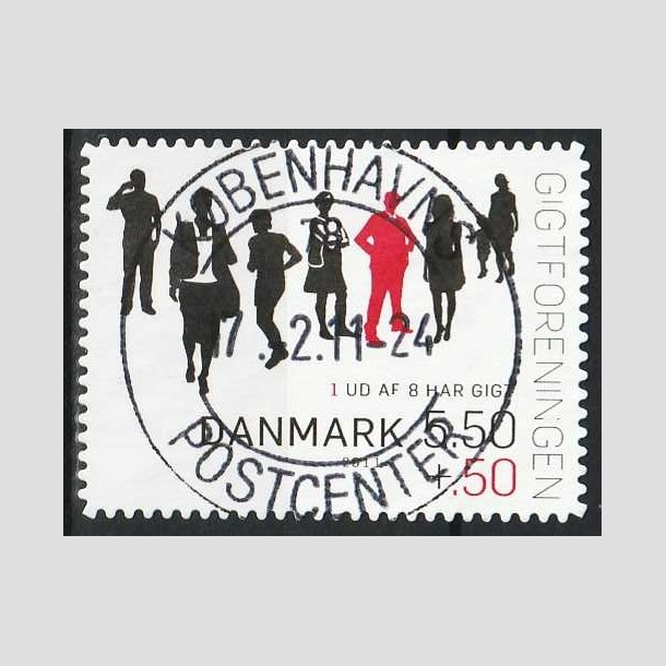 FRIMRKER DANMARK | 2011 - AFA 1641Ea - Gigtforeningen - 5,50 Kr. + 0,50 Kr. - Pragt Stemplet