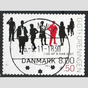 FRIMRKER DANMARK | 2011 - AFA 1646E - Gigtforeningen - 8,00 Kr. + 0,50 Kr. - Pragt Stemplet