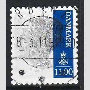 FRIMRKER DANMARK | 2011 - AFA 1645E - Dronning Margrethe - 11,00 Kr. gr/mrkbl - Lux Stemplet