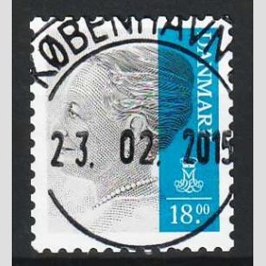 FRIMRKER DANMARK | 2014 - AFA 1763 - Dronning Margrethe II - 18,00 Kr. gr/mrkbl - Lux Stemplet 