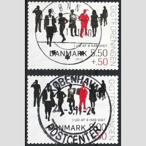 FRIMRKER DANMARK | 2011 - AFA 1641E+46E - Gigtforeningen - 5,50+8 Kr. + 0,50 Kr. - Pragt Stemplet