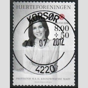 FRIMRKER DANMARK | 2012 - AFA 1714 - Hjerteforeningen - 8,00 Kr. + 50 re - Pragt Stemplet Korsr