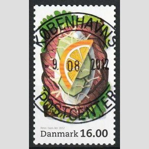 FRIM�RKER DANMARK | 2012 - AFA 1704 - Sm�rrebr�d - 16,00 Kr. flerfarvet - Pragt Stemplet