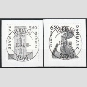 FRIMRKER DANMARK | 2010 - AFA 1614E,1615E - Ribe 1300 r. - 5,50-6,50 Kr. p klip - Pragt Stemplet
