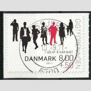 FRIMRKER DANMARK | 2011 - AFA 1646Ea - Gigtforeningen - 8,00 Kr. + 0,50 Kr. - Pragt Stemplet