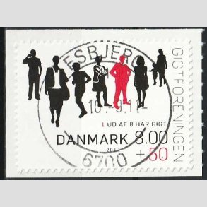 FRIMRKER DANMARK | 2011 - AFA 1646Ea - Gigtforeningen - 8,00 Kr. + 0,50 Kr. - Pragt Stemplet
