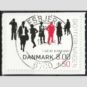 FRIMRKER DANMARK | 2011 - AFA 1646Ea - Gigtforeningen - 8,00 Kr. + 0,50 Kr. - Pragt Stemplet