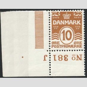 FRIM�RKER DANMARK | 1930 - AFA 185 - B�lgelinie 10 �re brun med nedre marginal - Postfrisk