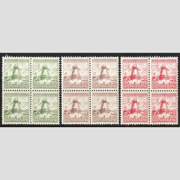FRIMRKER DANMARK | 1937 - AFA 236-38 - Dybbl Mlle i 4-blok st - Ubrugt