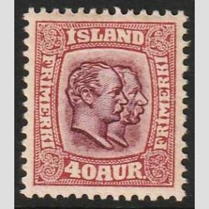 FRIMRKER ISLAND | 1907 - AFA 58 - Chr. IX og Frederik VIII - 40 aur lillard tk. 12 3/4 - Ubrugt 