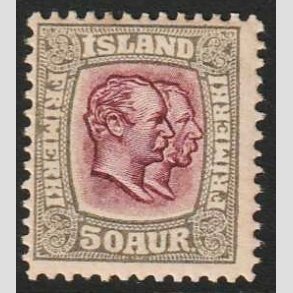 FRIMRKER ISLAND | 1907 - AFA 59 - Chr. IX og Frederik VIII - 50 aur gr/lillard - Ubrugt 