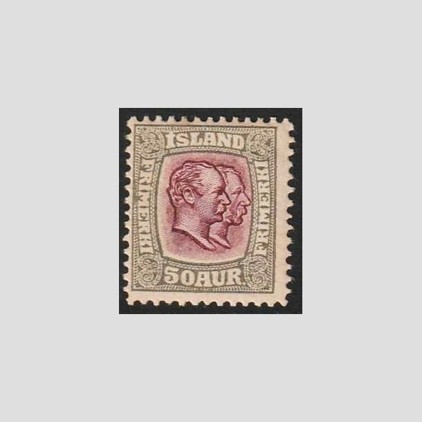 FRIMRKER ISLAND | 1907 - AFA 59 - Chr. IX og Frederik VIII - 50 aur gr/lillard - Ubrugt 
