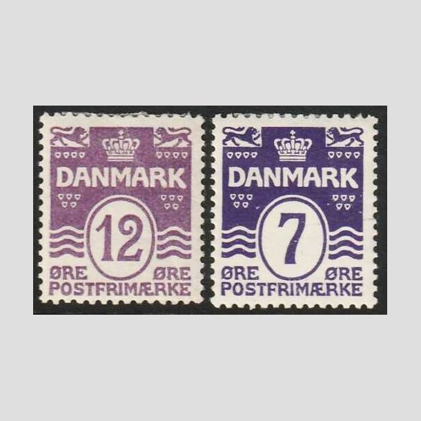 FRIMRKER DANMARK | 1926-30 - AFA 168+184 - Blgelinie 12 + 7 re violet - Ubrugt