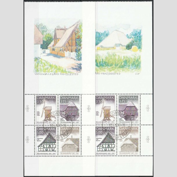 FRIM�RKER DANMARK | 1997 - AFA 1143A+43B - Frilandsmuseet 100 �r. - Miniark+vignet- Pragt Stemplet