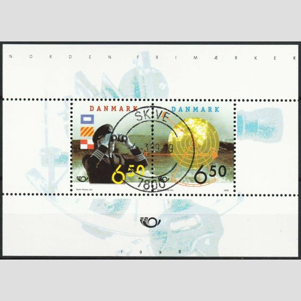 FRIM�RKER DANMARK | 1998 - AFA 1183 - 28 maj S�fart - 13,00 Kr. flerfarvet Miniark - Lux Stemplet