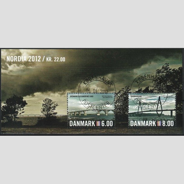 FRIM�RKER DANMARK | 2012 - AFA 1691A - Nordia 2012 - 14,00 Kr. flerfarvet Miniark - Pragt Stemplet