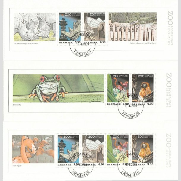 FRIM�RKER DANMARK | 2009 - AFA 1582-84 - Zoologisk Have - Miniark fra prestigeh�fte - Stemplet