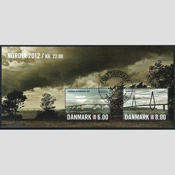 FRIM�RKER DANMARK | 2012 - AFA 1691A - Nordia 2012 - 14,00 Kr. flerfarvet Miniark - Pragt Stemplet