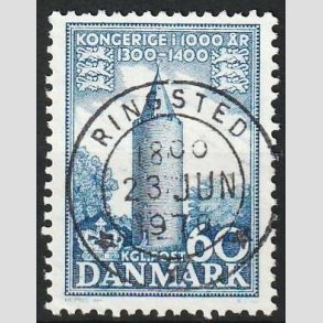 FRIM�RKER DANMARK | 1953-56 - AFA 350 - Kongeriget 1000 �r - 60 �re bl� - Pragt Stemplet 