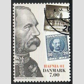 FRIMRKER DANMARK | 2001 - AFA 1297 - HAFNIA 01 UDSTILLING - 7,00 Kr. flerfarvet - Pnt Stemplet