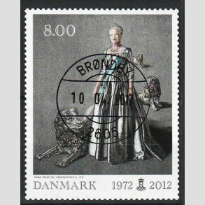 FRIMRKER DANMARK | 2012 - AFA 1694 - Dronning i 40 r - 8,00 Kr. flerfarvet - Pragt Stemplet 