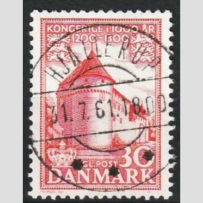 FRIM�RKER DANMARK | 1953-56 - AFA 349 - Kongeriget 1000 �r - 30 �re r�d - Pragt Stemplet 