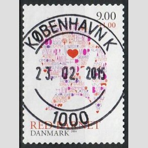 FRIMRKER DANMARK | 2013 - AFA 1768 - Red barnet - 9,00 + 1 Kr. flerfarvet - Pragt Stemplet