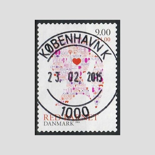 FRIMRKER DANMARK | 2013 - AFA 1768 - Red barnet - 9,00 + 1 Kr. flerfarvet - Pragt Stemplet