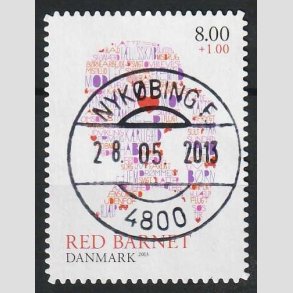 FRIMRKER DANMARK | 2013 - AFA 1747a - Red Barnet - 8,00 + 1,00 Kr. flerfarvet - Pragt Stemplet