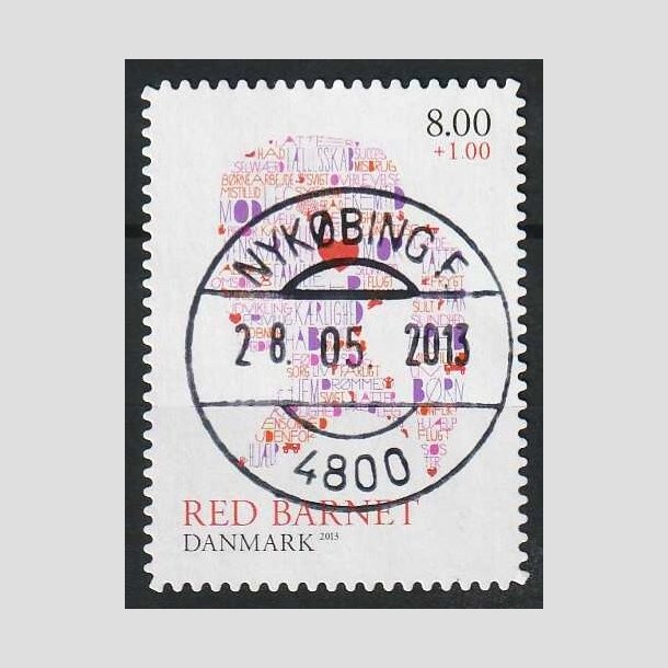 FRIMRKER DANMARK | 2013 - AFA 1747a - Red Barnet - 8,00 + 1,00 Kr. flerfarvet - Pragt Stemplet