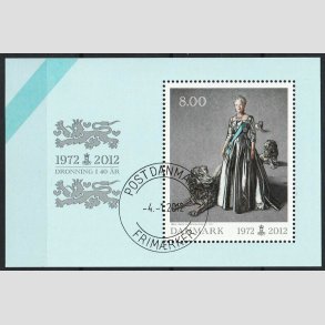 FRIM�RKER DANMARK | 2012 - AFA 1695A - Dronning i 40 �r - Kr. 8,00 Miniark - Pragt Stemplet 