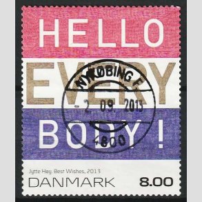 FRIMRKER DANMARK | 2013 - AFA 1755 - Frimrkekunst - Best wishes - 8,00 Kr. - Pragt Stemplet